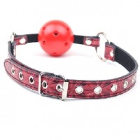 Ball Gag Embossed Strap RED